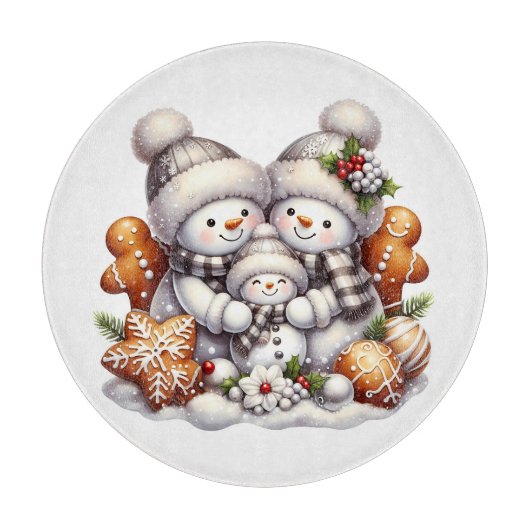 Sneeuwpoppen en peperkoekjes snijplank (Voorkant)