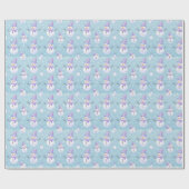 Sneeuwpoppen en sneeuwvlokken Moderne Kerst Cadeaupapier (Vlak)