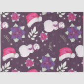 Sneeuwpoppen Greenery Santa Hats Paarse Kerst Tissuepapier (Voorkant)