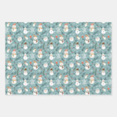 Sneeuwpoppen groen en sneeuwvlokken Kerstmis Inpakpapier Vel (Voorkant 3)