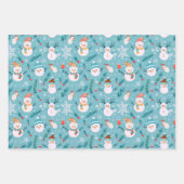 Sneeuwpoppen groen en sneeuwvlokken Kerstmis Inpakpapier Vel (Voorkant 2)