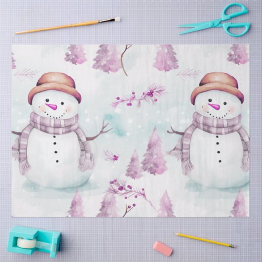 Sneeuwpoppen Kerstbomen Holly Berries Kerstmis Tissuepapier (Craft)