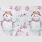 Sneeuwpoppen Kerstbomen Holly Berries Kerstmis Tissuepapier (Voorkant)