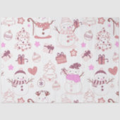 Sneeuwpoppen Kerstbomen Ornamenten Harten Kerst Tissuepapier (Voorkant)