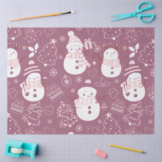 Sneeuwpoppen Kerstbomen Ornamenten Kerst Tissuepapier (Craft)