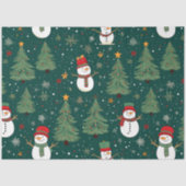 Sneeuwpoppen Kerstbomen Sneeuwvlokken Kerstmis Tissuepapier (Voorkant)