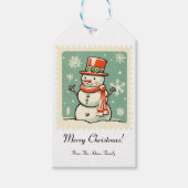  sneeuwpoppen kerstpostzegels cadeau Labels Cadeaulabel (Voorkant)