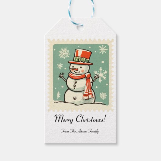  sneeuwpoppen kerstpostzegels cadeau Labels Cadeaulabel (Voorkant)