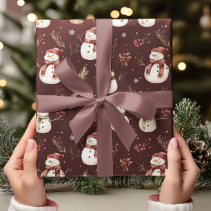  sneeuwpoppen op Bourgondië minimalistisch Cadeaupapier
