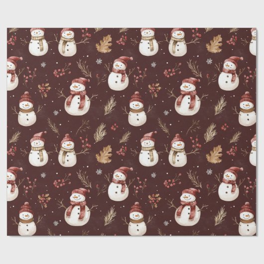  sneeuwpoppen op Bourgondië minimalistisch Cadeaupapier (Vlak)