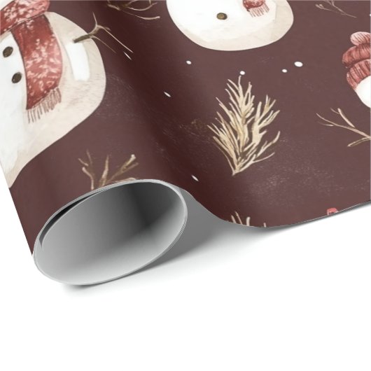  sneeuwpoppen op Bourgondië minimalistisch Cadeaupapier (Rol Hoek)