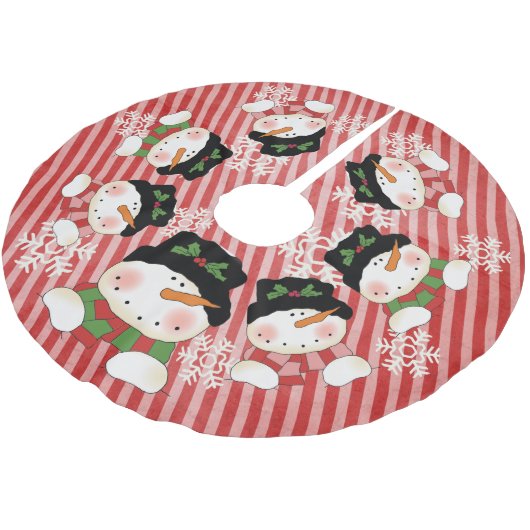 Sneeuwpoppen op  Stripe Holiday Tree Skirt Kerstboom Rok (Gekanteld)