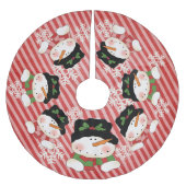 Sneeuwpoppen op  Stripe Holiday Tree Skirt Kerstboom Rok (Voorkant)