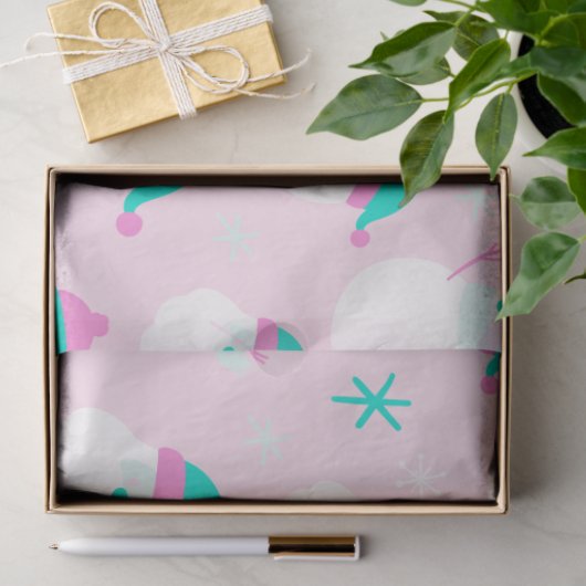 Sneeuwpoppen Santa Snowflakes Roze Groene Kerst Tissuepapier (Geschenk)