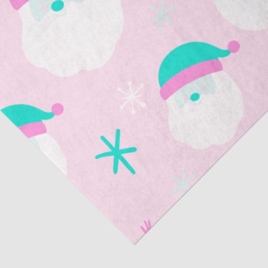 Sneeuwpoppen Santa Snowflakes Roze Groene Kerst Tissuepapier (Detail)