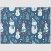 Sneeuwpoppen Sneeuwbomen Groene Kerst Tissuepapier (Voorkant)