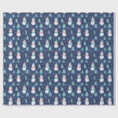 Sneeuwpoppen Sneeuwvlokken Bomen Moderne Kerst Cadeaupapier (Vlak)