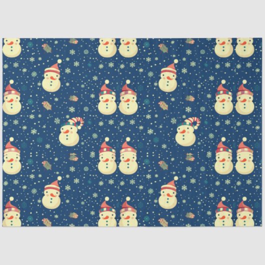 Sneeuwpoppen Sneeuwvlokken Greenery Kerstmis Tissuepapier (Voorkant)