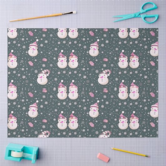 Sneeuwpoppen Sneeuwvlokken Greenery Kerstmis Tissuepapier (Craft)