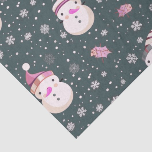 Sneeuwpoppen Sneeuwvlokken Greenery Kerstmis Tissuepapier (Detail)