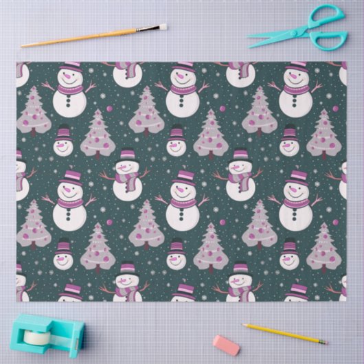 Sneeuwpoppen Sneeuwvlokken Kerstbomen Kerstmis Tissuepapier (Craft)