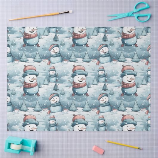 Sneeuwpoppen, sneeuwvlokken & kerstbomen tissuepapier (Craft)