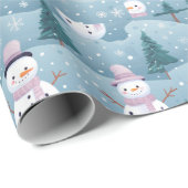 Sneeuwpoppen Sneeuwvlokken Moderne Kerst Cadeaupapier (Rol Hoek)