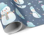 Sneeuwpoppen Sneeuwvlokken Moderne Kerst Cadeaupapier (Rol Hoek)