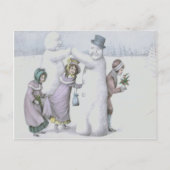 Sneeuwpoppen spelen sneeuwveld briefkaart (Voorkant)