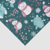 Sneeuwpoppen Teddy Bears Sneeuwvlokken Groen Kerst Tissuepapier (Detail)