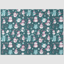 Sneeuwpoppen Teddy Bears Sneeuwvlokken Groen Kerst Tissuepapier