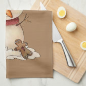 Sneeuwpoppen voor feestelijk sneeuw theedoek (Quarter Fold)