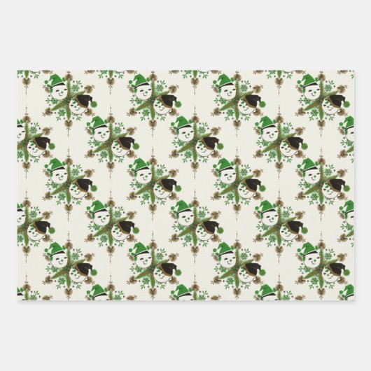  sneeuwpoppen voor het inpakken van papierbladen inpakpapier vel (Voorkant)