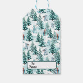 Sneeuwpoppen voor kerstmis, kerstbomen, cadeautjes cadeaulabel (Achterkant)