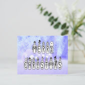 Sneeuwpoppen voor vrolijk kerstfeest, blauwe tint  feestdagenkaart (Staand voorkant)