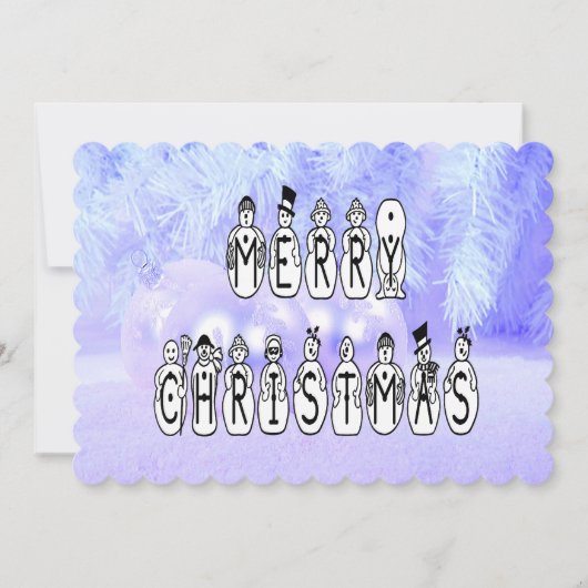 Sneeuwpoppen voor vrolijk kerstfeest, blauwe tint  kaart (Voorkant)