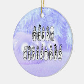 Sneeuwpoppen voor vrolijk kerstfeest, blauwe tint  keramisch ornament (Links)
