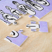 Sneeuwpoppen voor vrolijk kerstfeest, blauwe tint legpuzzel (Zijkant)