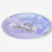 Sneeuwpoppen voor vrolijk kerstfeest, blauwe tint papieren bordje (Gekanteld)