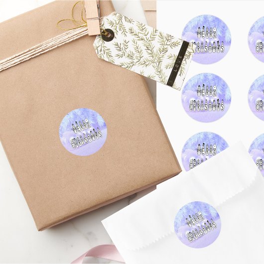 Sneeuwpoppen voor vrolijk kerstfeest, blauwe tint  ronde sticker