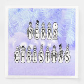 Sneeuwpoppen voor vrolijk kerstfeest, blauwe tint  servet (Voorkant)