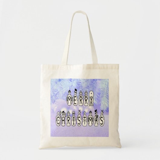 Sneeuwpoppen voor vrolijk kerstfeest, blauwe tint  tote bag (Voorkant)