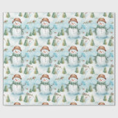 Sneeuwpoppen Winterbessen Groen Moderne Kerst Cadeaupapier (Vlak)