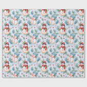 Sneeuwpoppen Winterbessen Groen Moderne Kerst Cadeaupapier (Vlak)