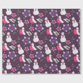 Sneeuwpoppen Wintergroen Paarse Moderne Kerst Cadeaupapier (Vlak)