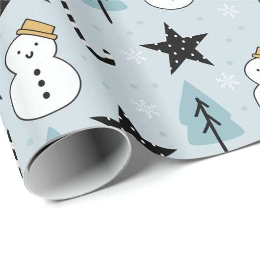 Sneeuwpopsterren en snoepriet cadeaupapier (Rol Hoek)