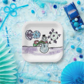 Sneeuwpopvreugde Papieren Bordje (Feest)