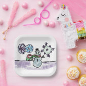 Sneeuwpopvreugde Papieren Bordje (Feest)