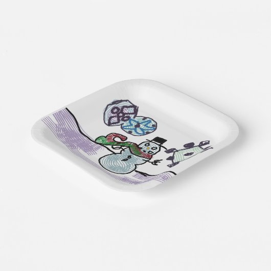 Sneeuwpopvreugde Papieren Bordje (Gebogen)