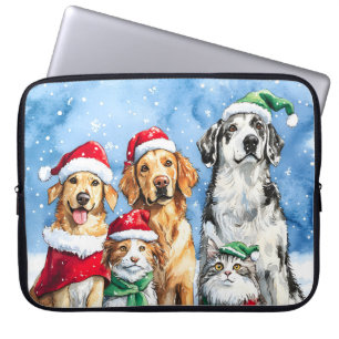 Sneeuwpoten Festieve Cute Kersthuisdieren Waterver Laptop Sleeve